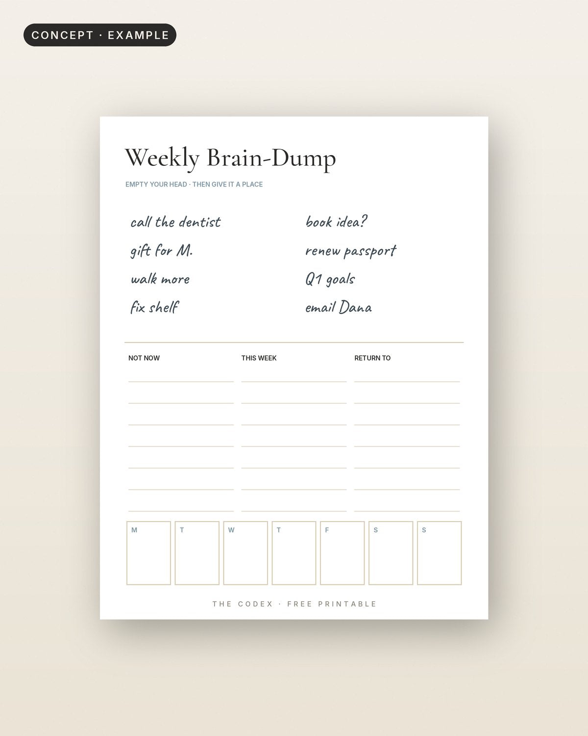Weekly Brain-Dump Sheet