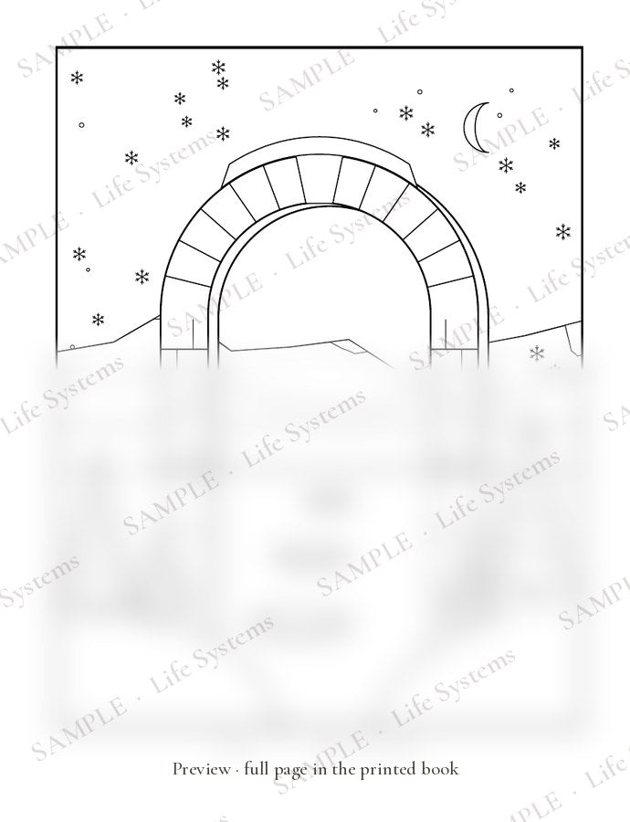 Sample page: Snow on the Arch, Winter (preview, watermarked)