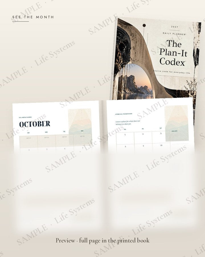 See the month: monthly calendar spread (preview, watermarked)