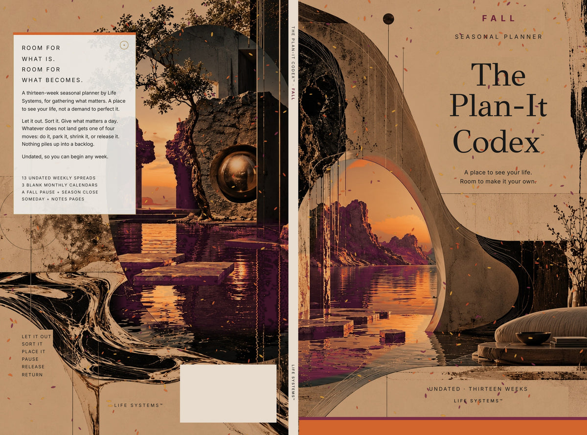 The Plan-It Codex Fall Seasonal Planner, full cover wrap: back, spine and front